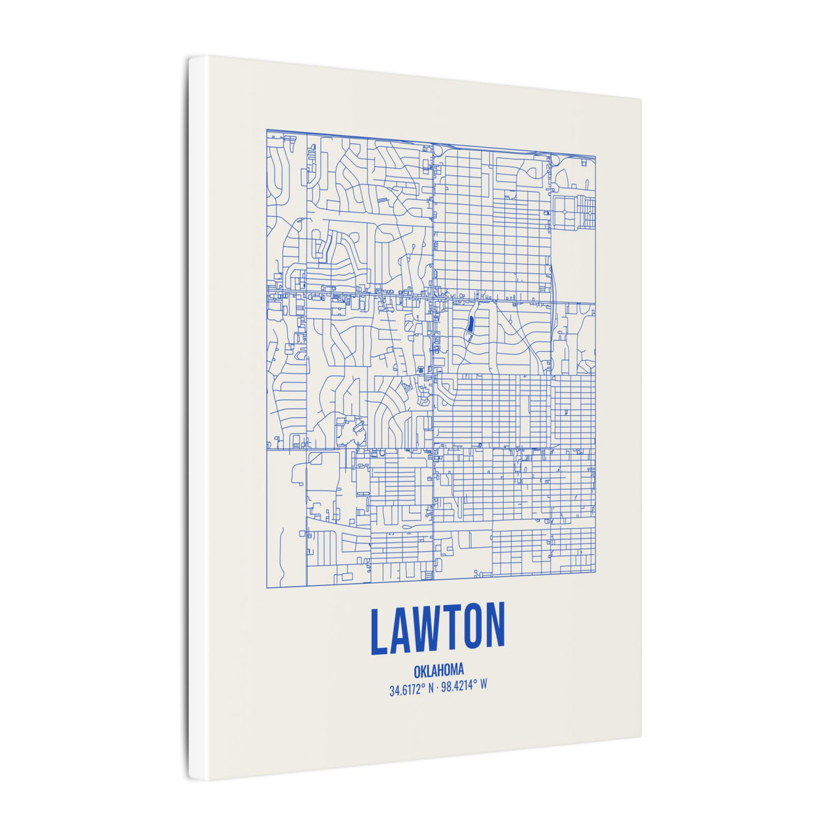 Lawton Street Map Canvas, Royal Blue on Cream
