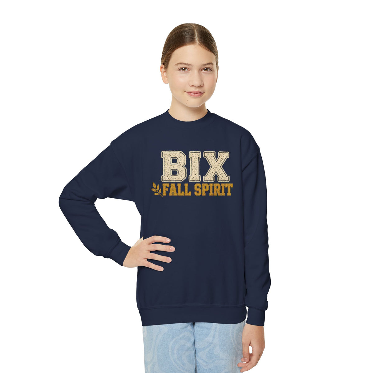 Bixby Spartans Youth Bix Fall Spirit Golden Lettering Sweatshirt
