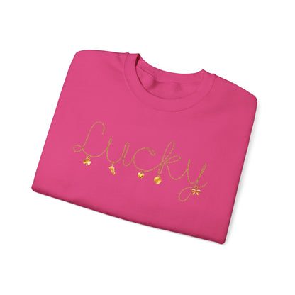 Lucky Script Necklace Crewneck Gildan Sweatshirt