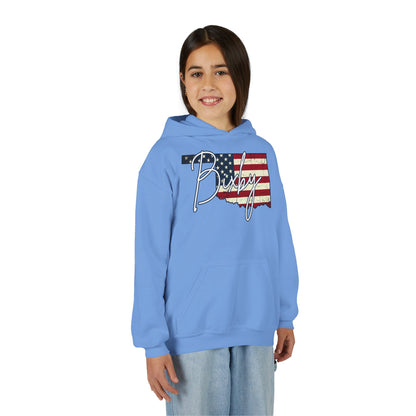 Oklahoma Flag Bixby Script Youth Hoodie