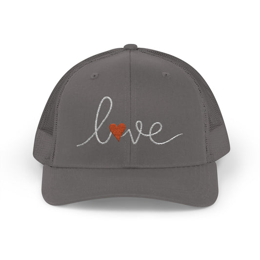 Love Script Snapback Trucker Cap | Sparkle Heart Embroidery