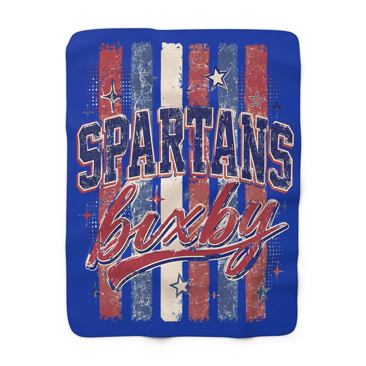 Spartans Bixby Sherpa Blanket – Vintage Red, White & Blue Team Throw