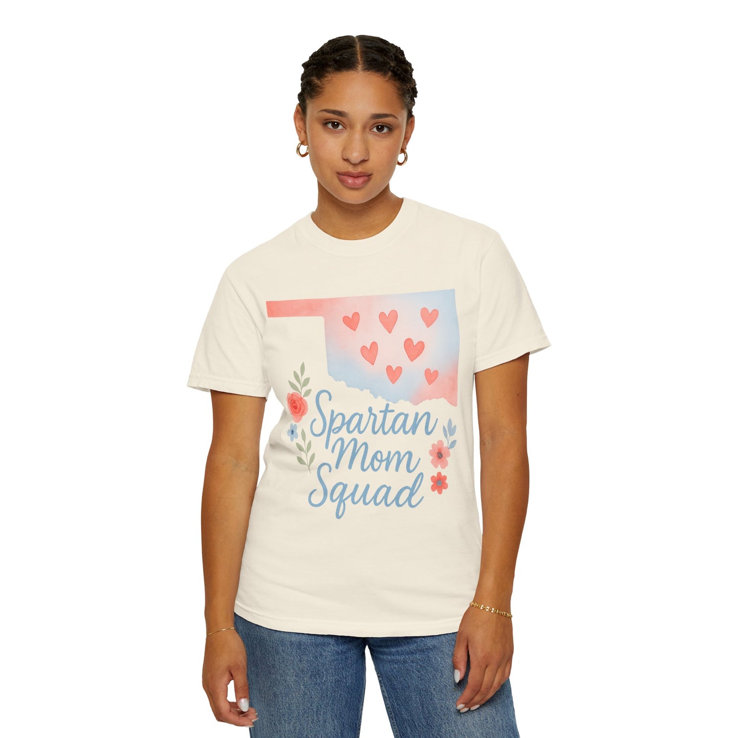 Spartan Mom Squad Bixby OK Watercolor Comfort Colors Tee
