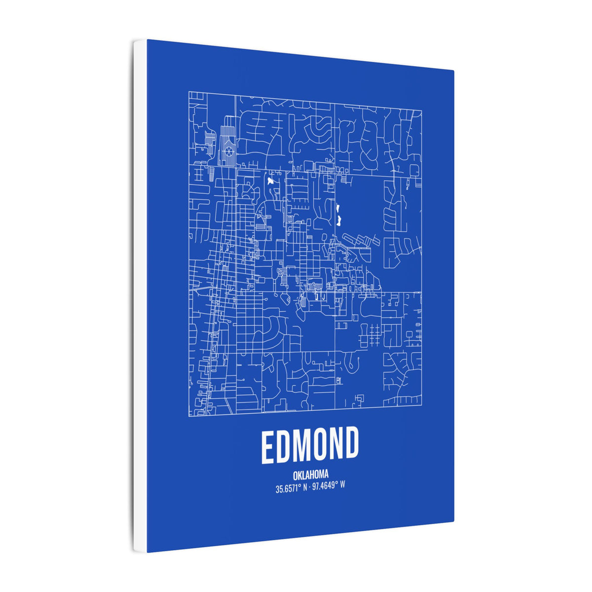 Edmond Street Map Canvas, White on Royal Blue