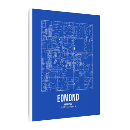 Edmond Street Map Canvas, White on Royal Blue