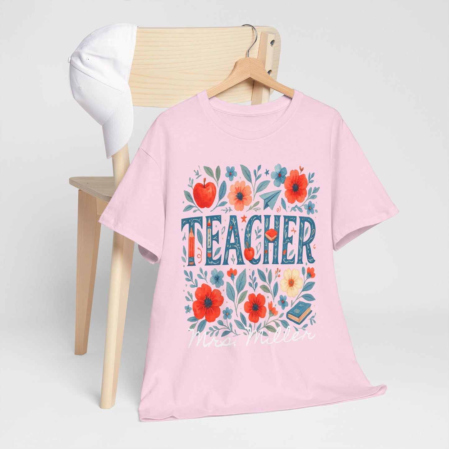 Floral Personalized Teacher Spartan Gildan Tee