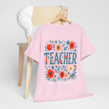 Floral Personalized Teacher Spartan Gildan Tee