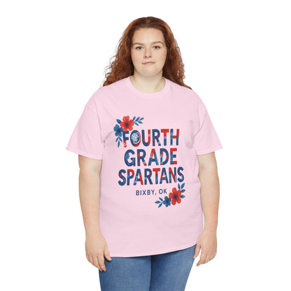 Floral Fourth Grade Spartan Gildan Tee