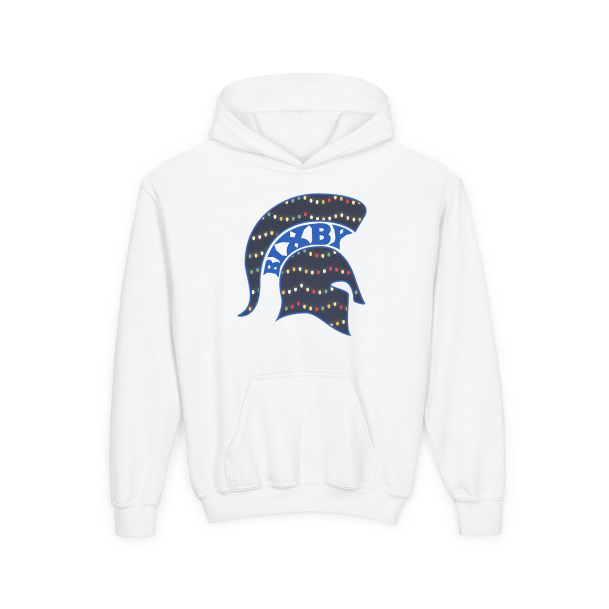 Bixby Spartans Christmas Lights Helmet Youth Hoodie, Kids Holiday
