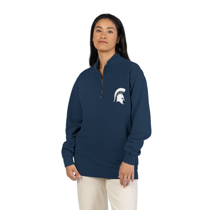 Spartan White Helmet Quarter-Zip Comfort Colors Pullover