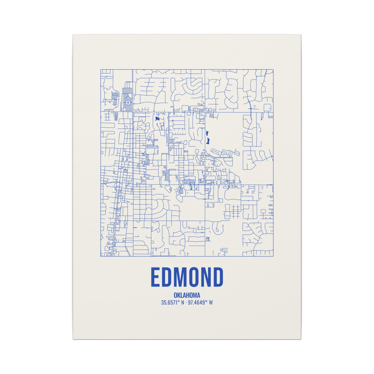 Edmond Street Map Canvas, Royal Blue on Cream