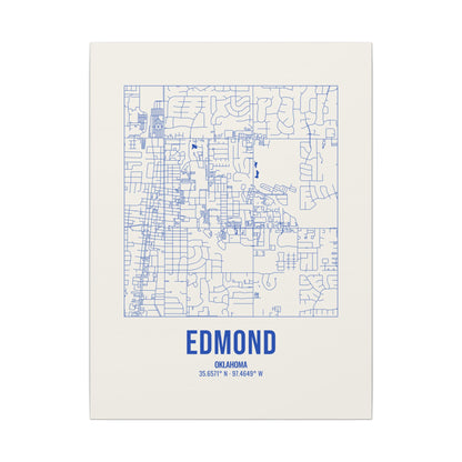 Edmond Street Map Canvas, Royal Blue on Cream