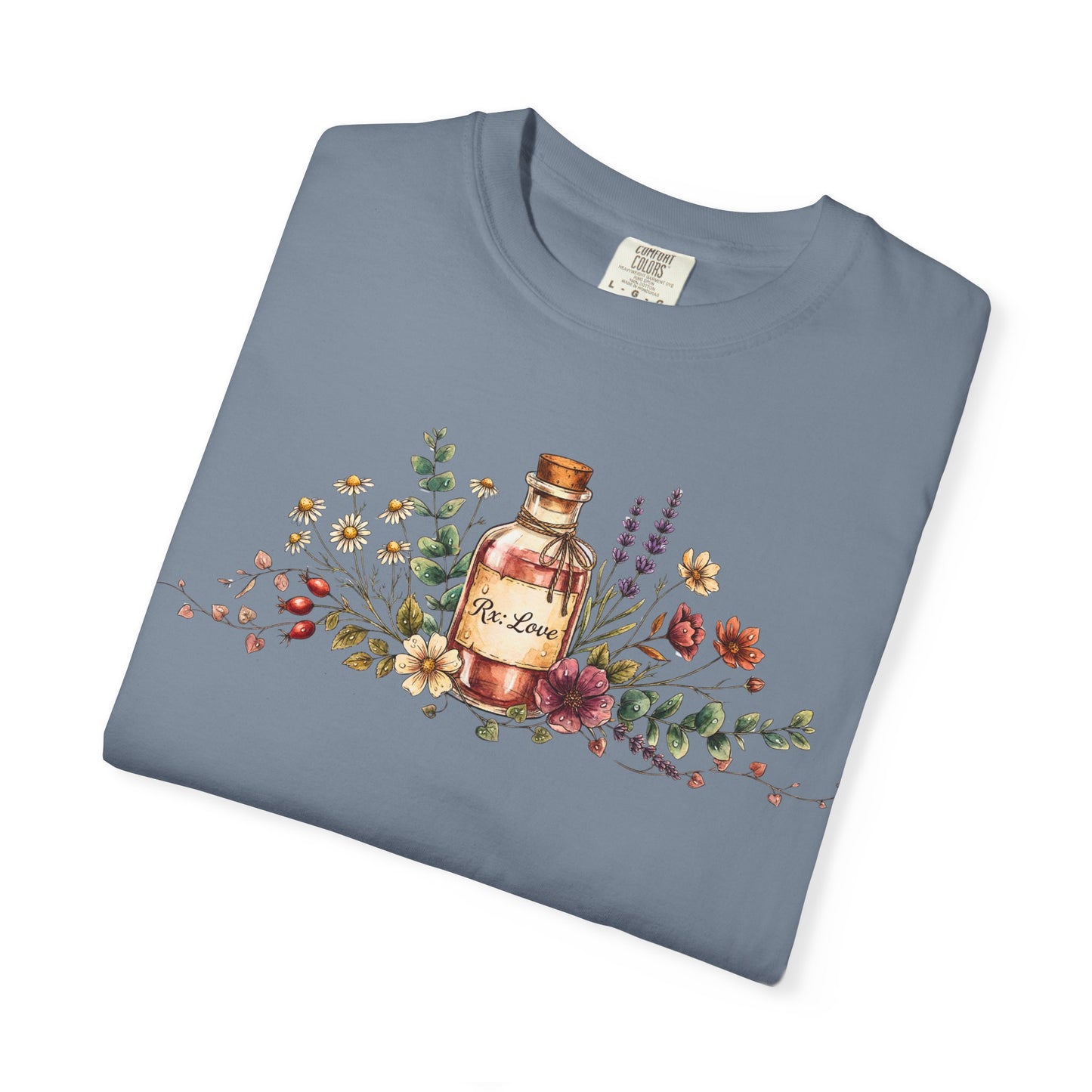 Apothecary Bottle Floral T-Shirt — Vintage Herbal Garden Tee