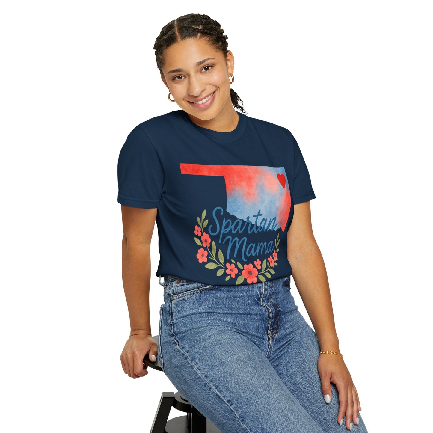 Spartan Mom Bixby OK Watercolor Comfort Colors Tee