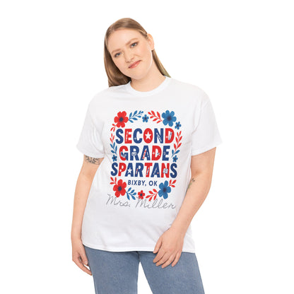 Floral Second Grade Spartan Gildan Tee