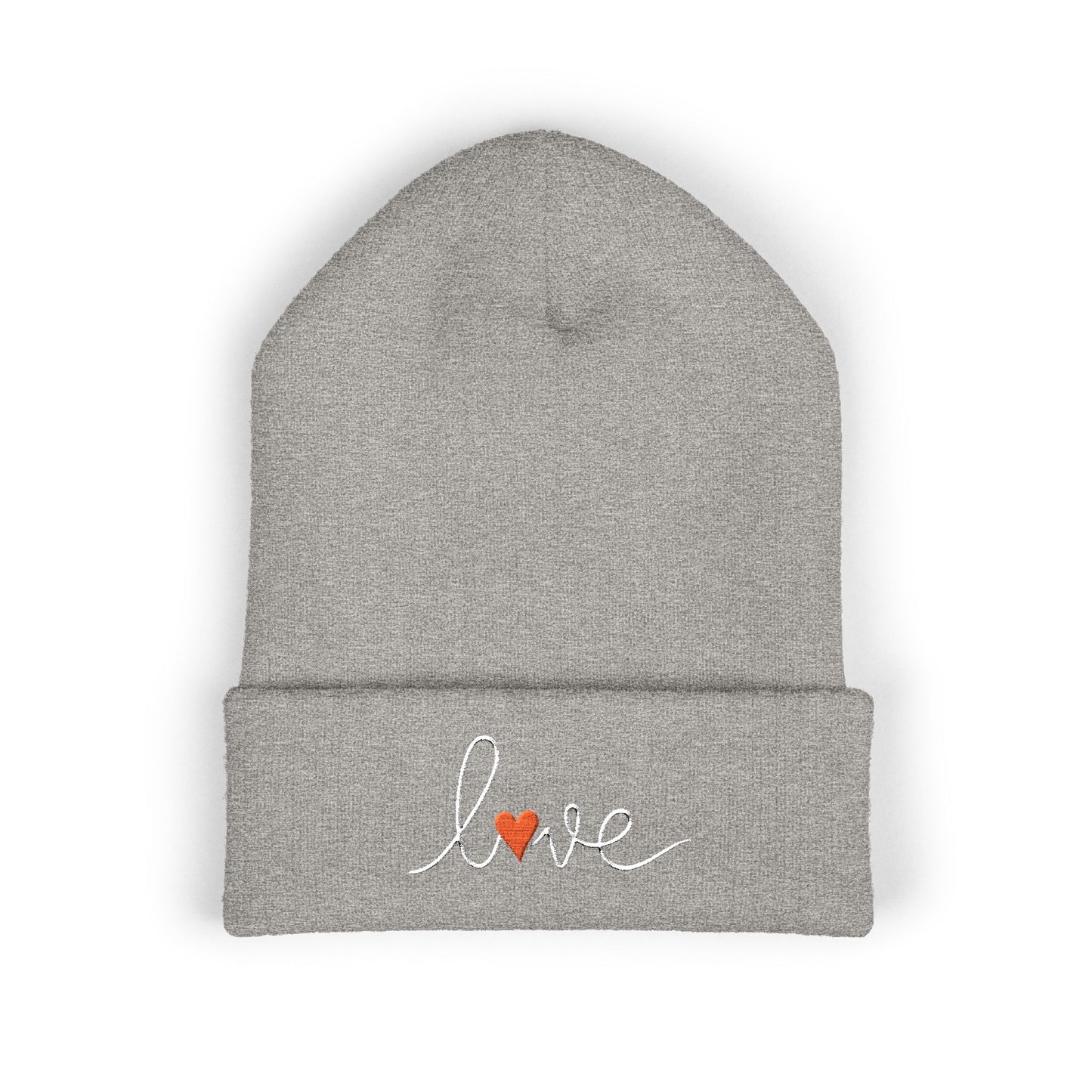 Love Embroidered Cuffed Beanie Cozy Casual Knit