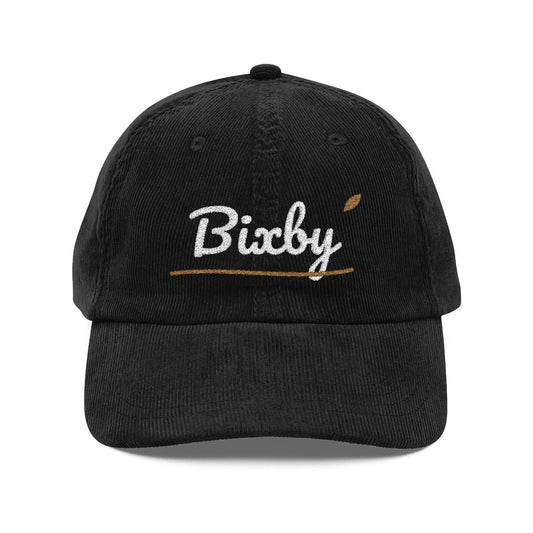 Bixby Garden Script Embroidered Corduroy Dad Cap in Black