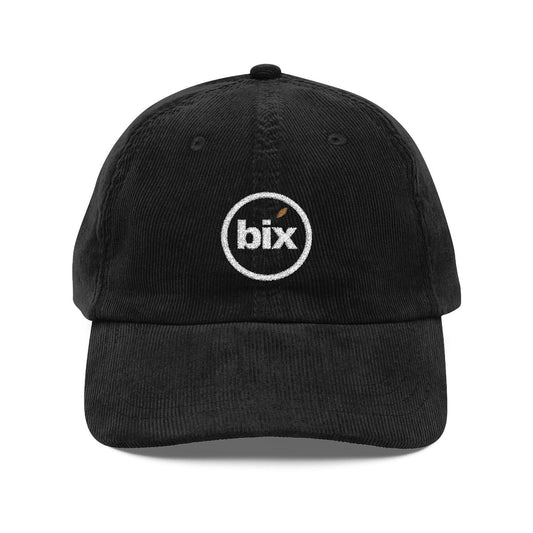 Lowercase bix Embroidered Corduroy Dad Cap in Black