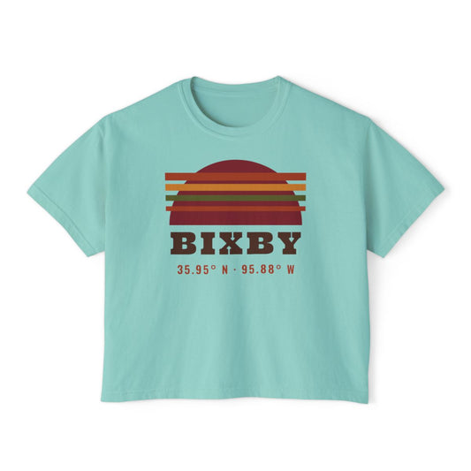 Retro Sunset Coordinates Boxy Comfort Colors Tee in Chalky Mint
