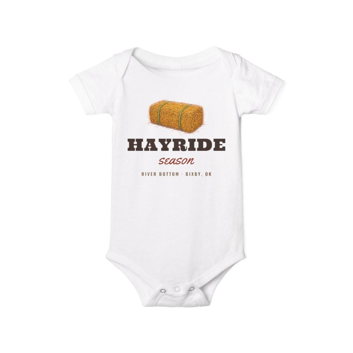 Hayride Season Baby Bodysuit in White