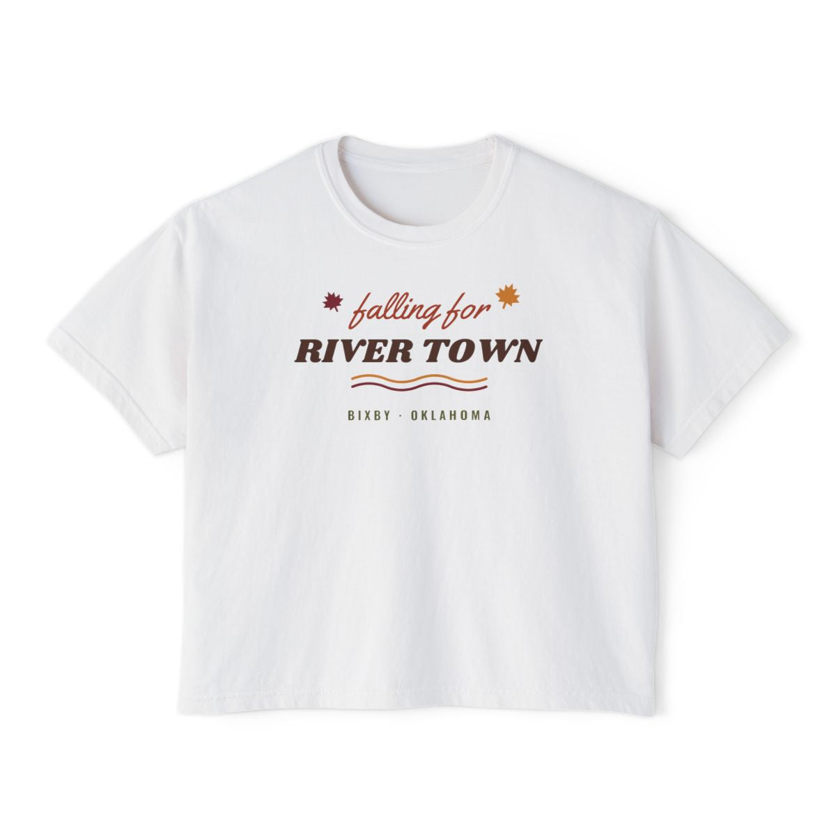 Falling for River Town Boxy Comfort Colors Tee in White