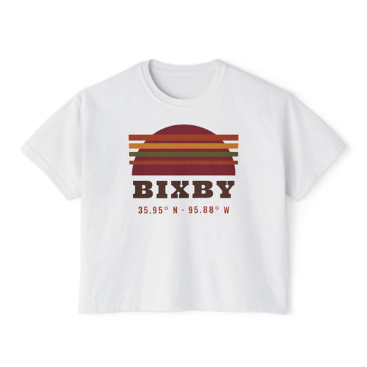 Retro Sunset Coordinates Boxy Comfort Colors Tee in White