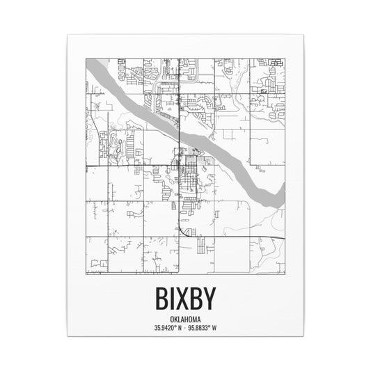 Bixby, Oklahoma Street Map Canvas - Black & White