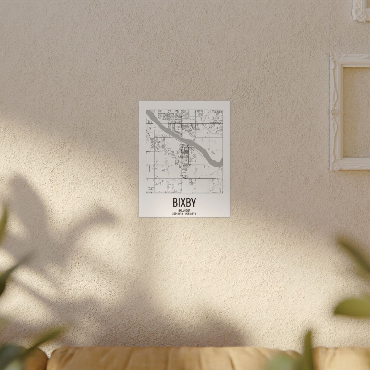 Bixby, Oklahoma Street Map Canvas - Black & White