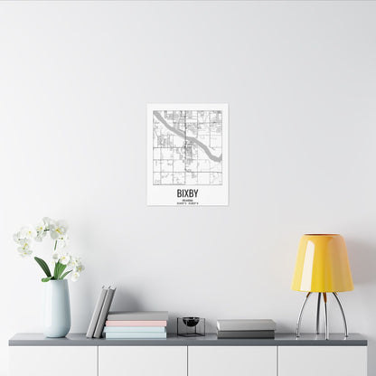 Bixby, Oklahoma Street Map Canvas - Black & White