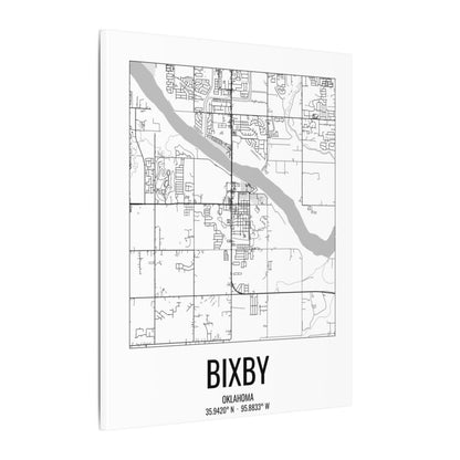 Bixby, Oklahoma Street Map Canvas - Black & White