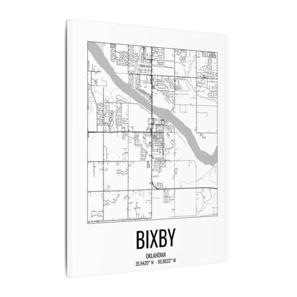 Bixby, Oklahoma Street Map Canvas - Black & White
