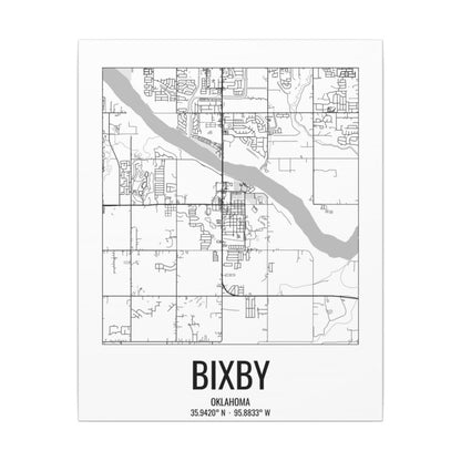 Bixby, Oklahoma Street Map Canvas - Black & White