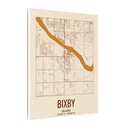 Bixby, Oklahoma Street Map Canvas - Bottomland Rust