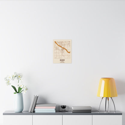 Bixby, Oklahoma Street Map Canvas - Bottomland Rust