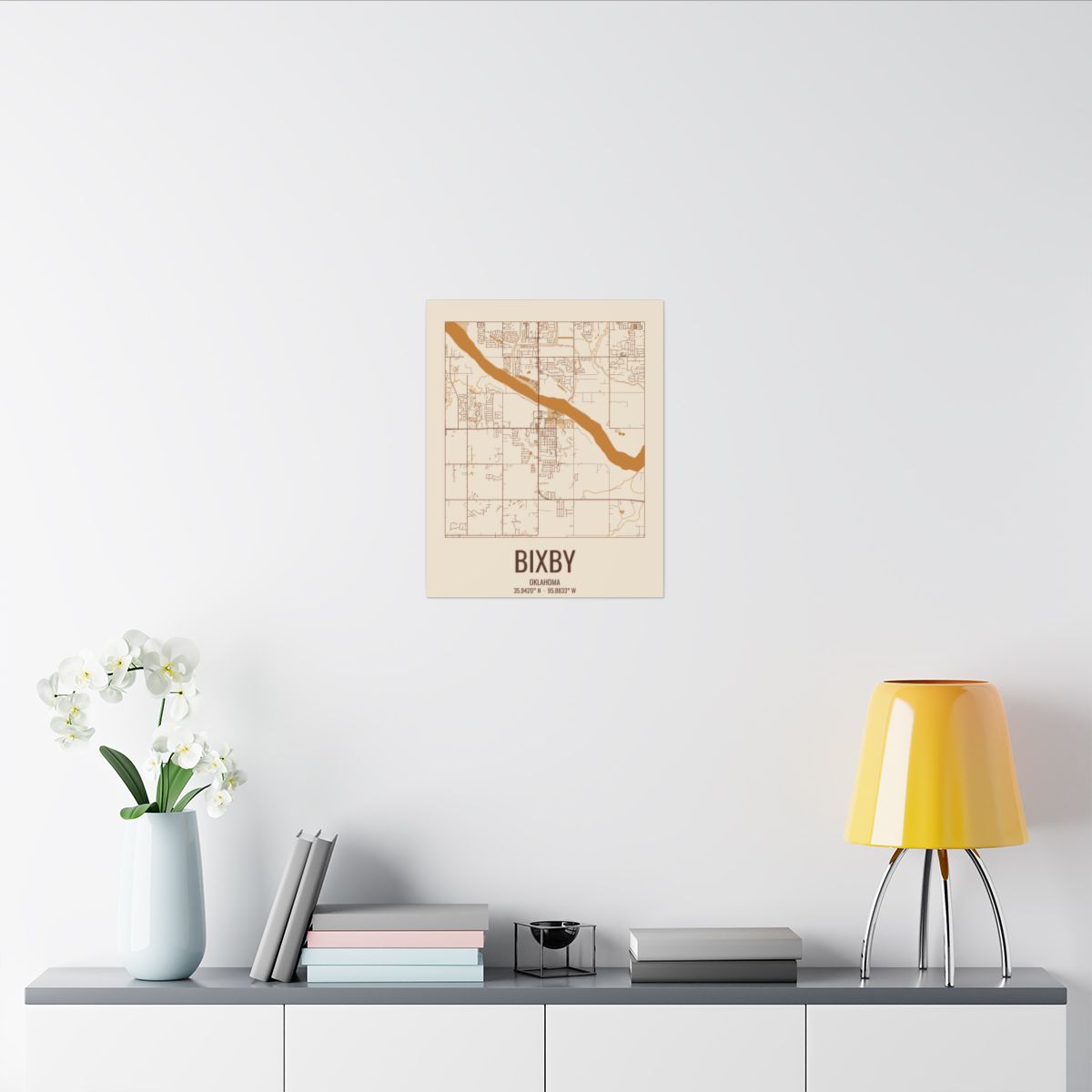 Bixby, Oklahoma Street Map Canvas - Bottomland Rust