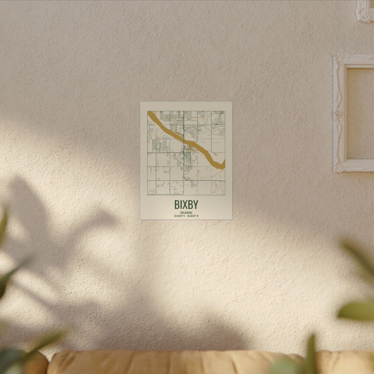 Bixby, Oklahoma Street Map Canvas - Garden Green & Gold