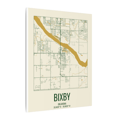Bixby, Oklahoma Street Map Canvas - Garden Green & Gold