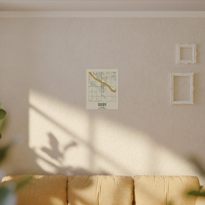 Bixby, Oklahoma Street Map Canvas - Garden Green & Gold