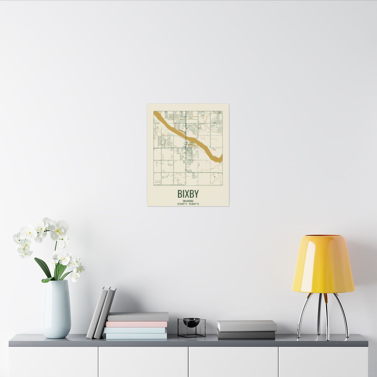 Bixby, Oklahoma Street Map Canvas - Garden Green & Gold