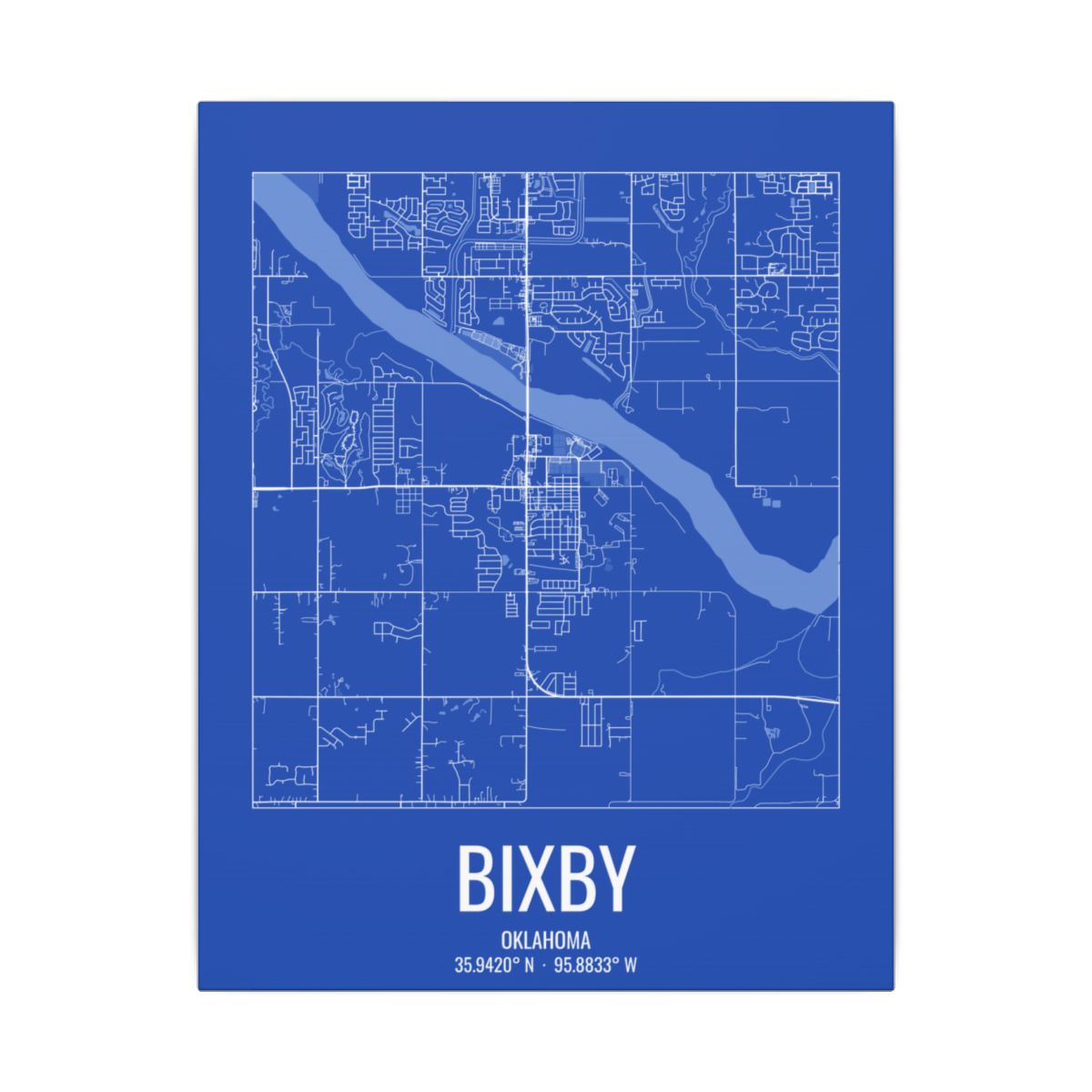 Canvas of the Bixby, Oklahoma Street Map.