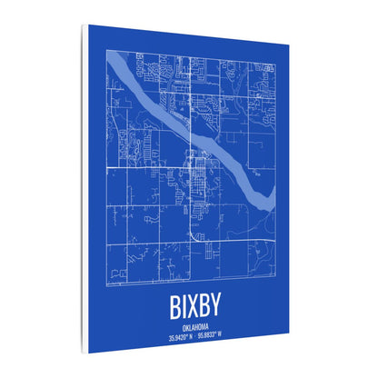 Bixby, Oklahoma Street Map Canvas - White on Royal Blue