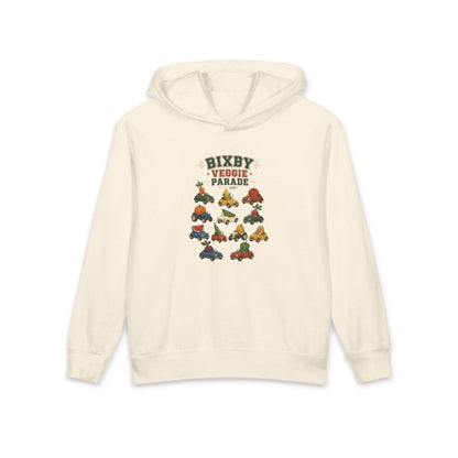 Youth hoodie printed with Bixby Veggie Parade.