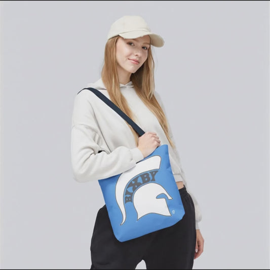Bixby Spartans White Logo Blue Polyester Tote Bag